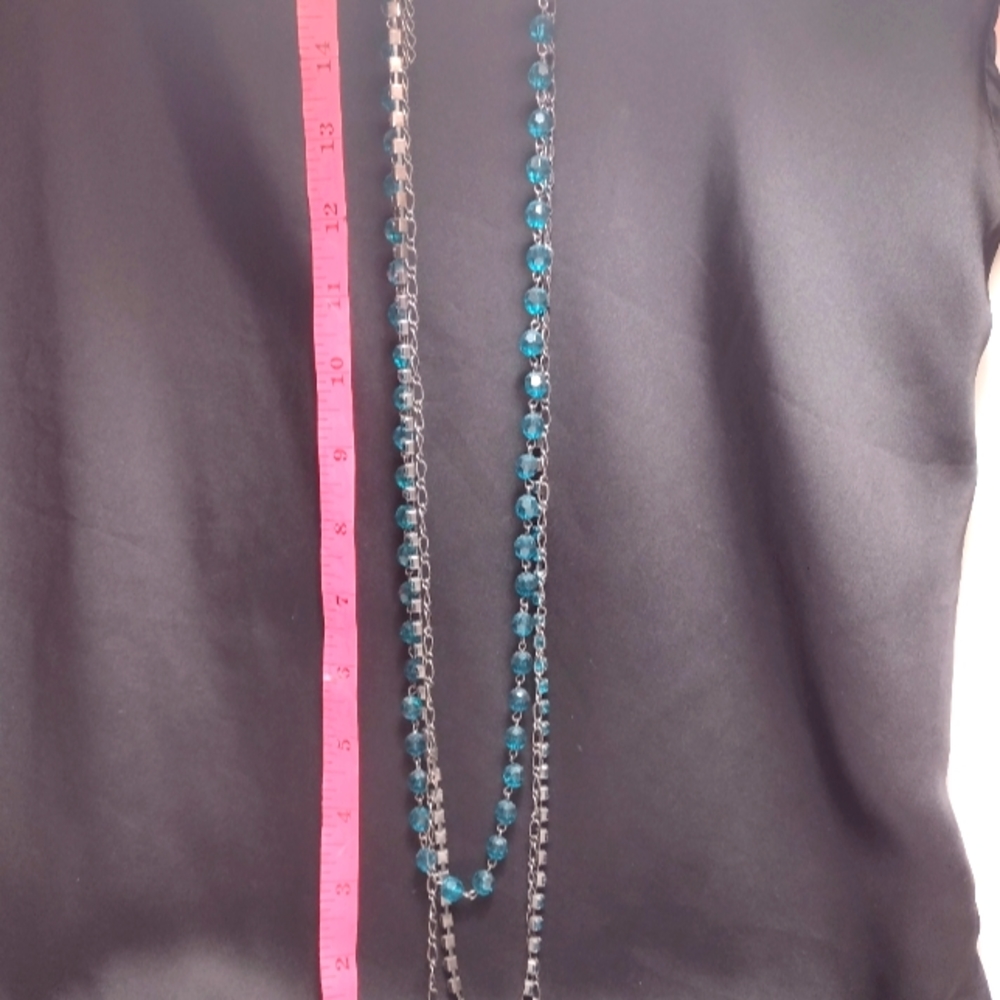 Blue stone 3 strand necklace